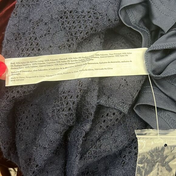 VENUS Blue Long Sleeve Sheath Maxi Dress And Slip Sz Small 2 Pieces Floral Lace - Picture 16 of 17